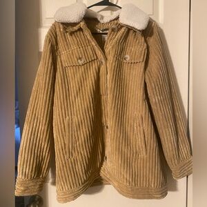 Koolaburra by UGG White Sherpa Collar Ribbed Corduroy Shacket – Tan (NWT)